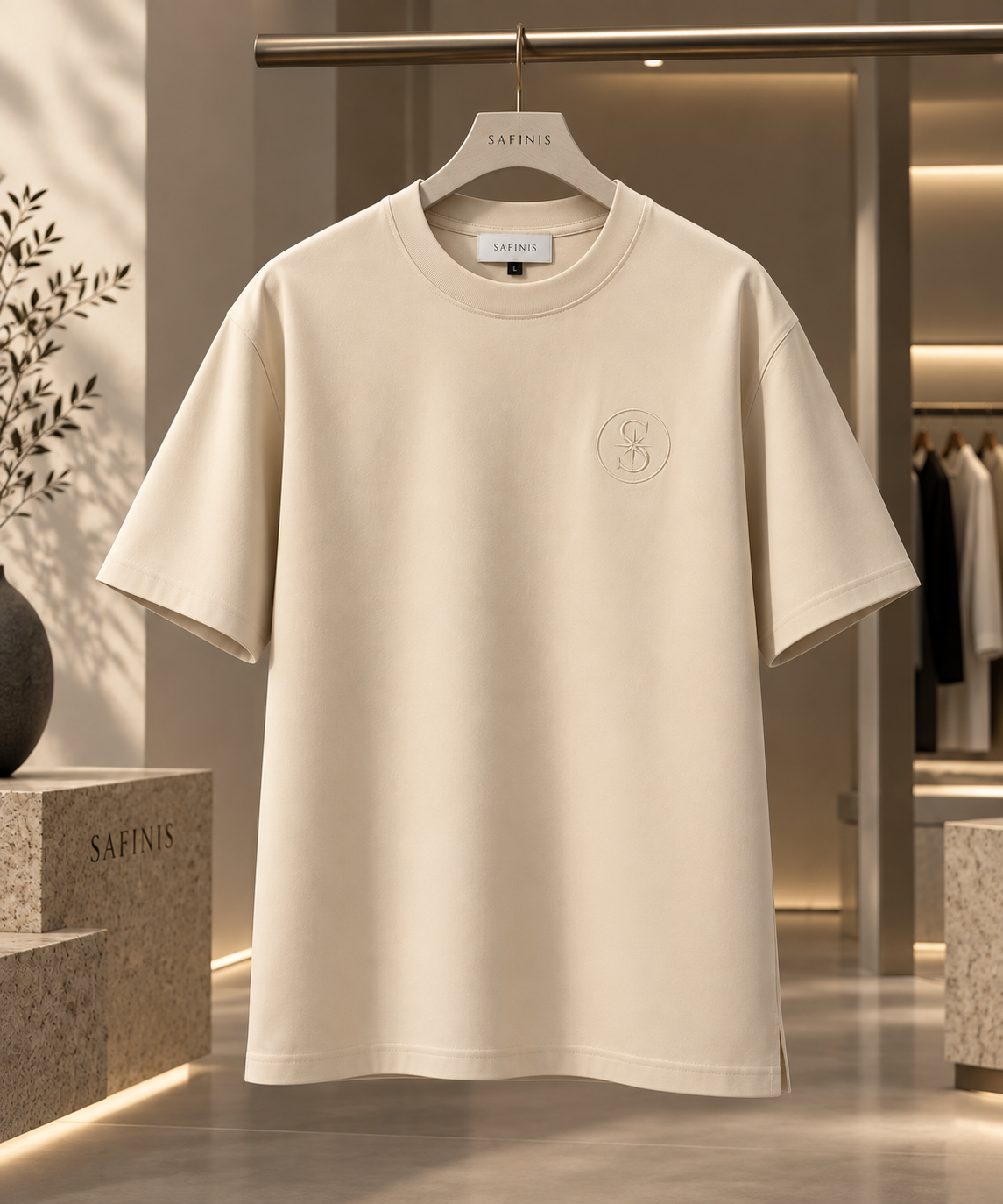 T-shirt Lueur d’Ivoire SAFINIS en coton ivoire, vue de face