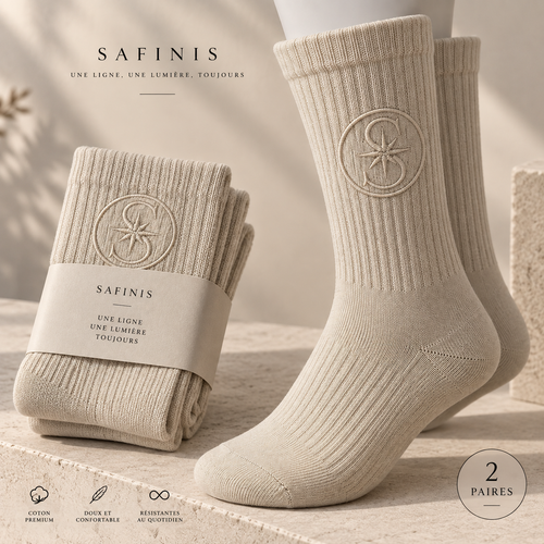 Chaussette Lumière Minérale SAFINIS écru, détail de la maille